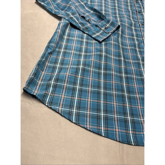 Chaps Blue Plaid Long Sleeve Casual Button Down Men's size 3XL Nylon/Polyester - Picture 8 of 16